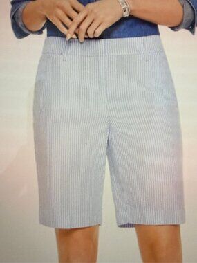 Talbots Perfect Short Striped Seersucker Bermuda Shorts Size 16P NWOT